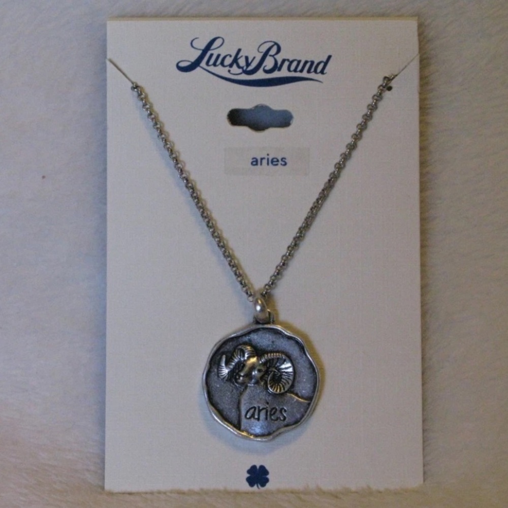 Lucky Brand 'Aries' Ram Astrology Necklace Beautiful Silver Zodiac Design NWT
